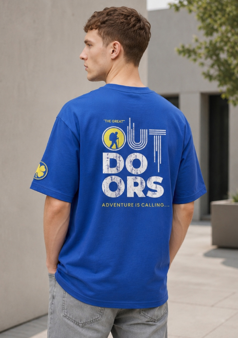 Men’s Outdoor Back Print Oversized T-Shirt