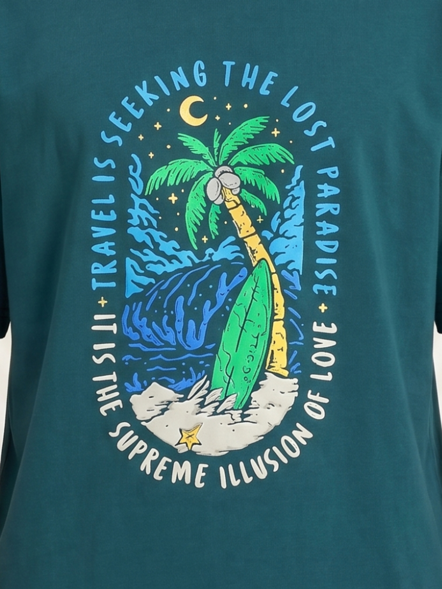 Second image of Paradise Graphic Green Oversized T-Shirt | Premium 220 GSM Cotton Lycra