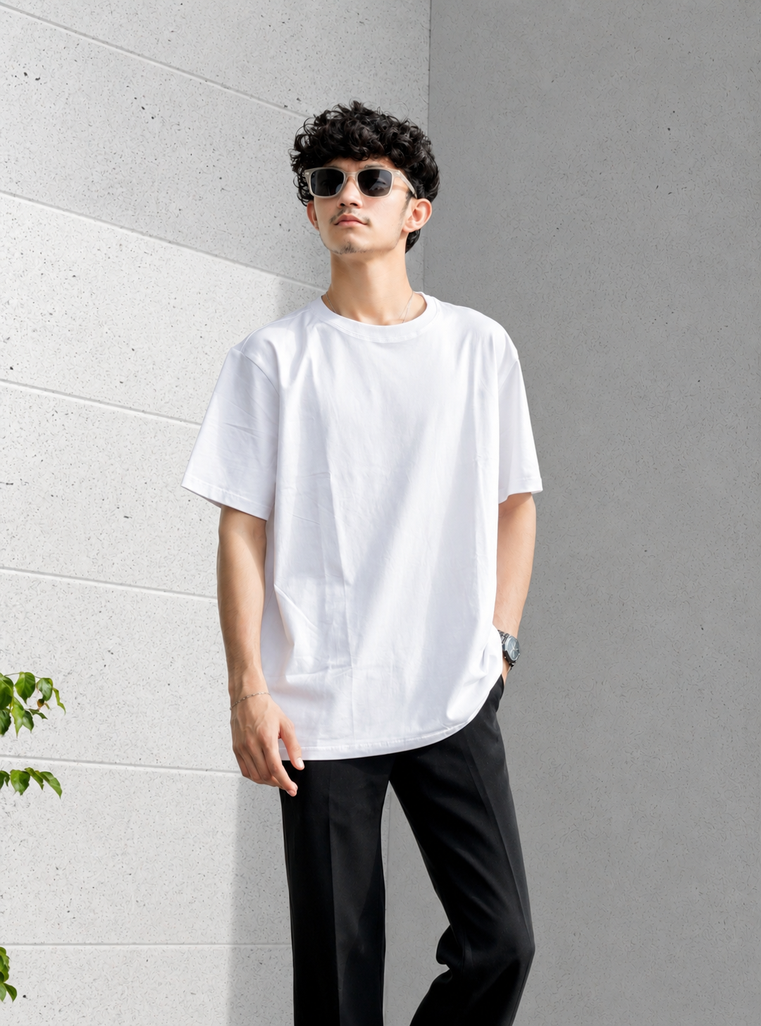Men's Solid White Oversized T-Shirt | Premium 220 GSM Cotton Lycra