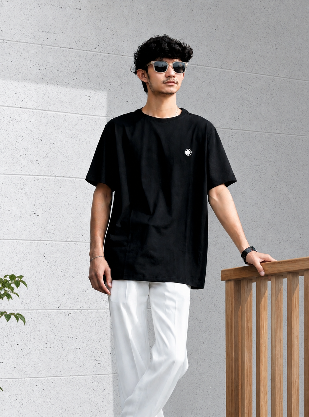 Men's Solid Black Oversized T-Shirt | Premium 220 GSM Cotton Lycra