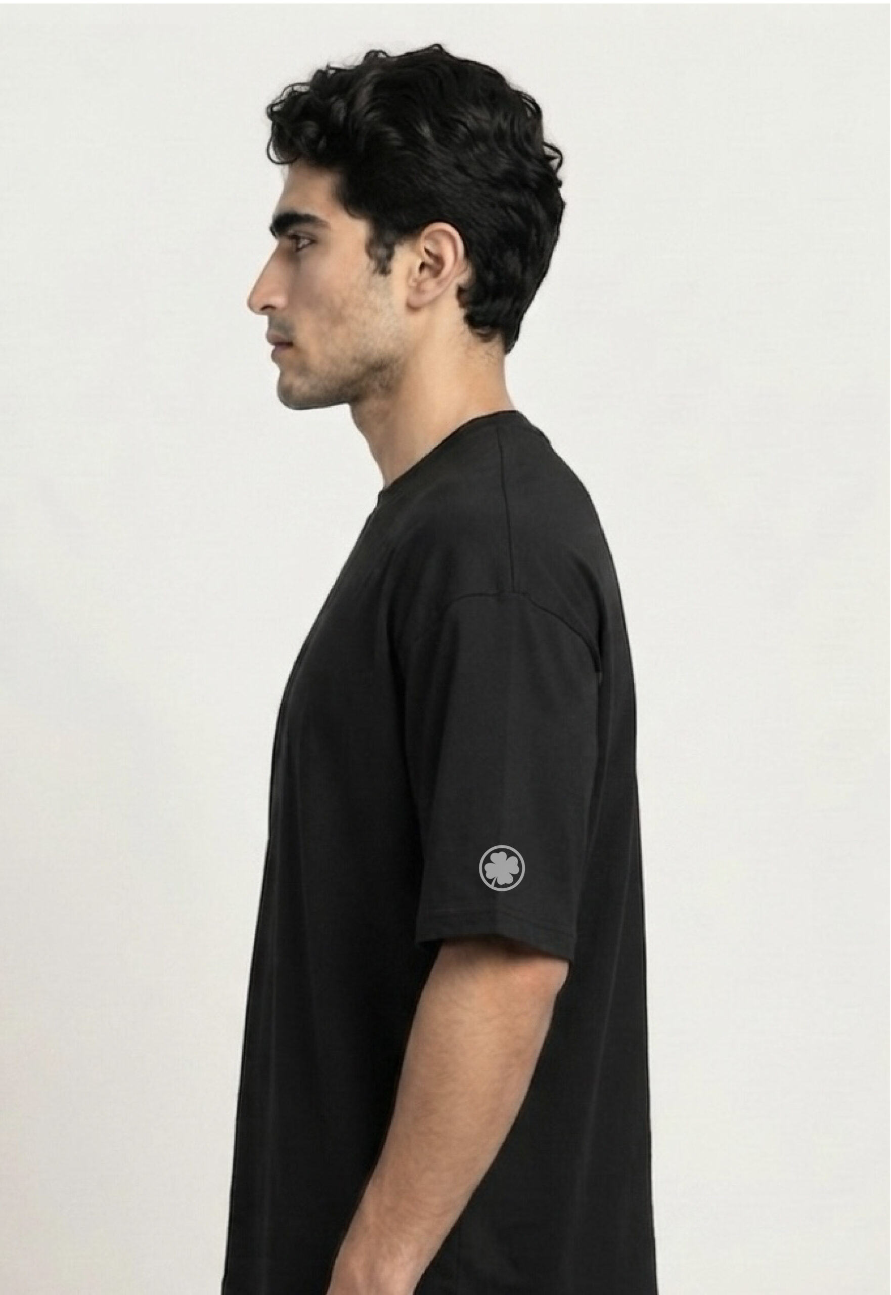Second image of Men's Solid Black Oversized T-Shirt | Premium 220 GSM Cotton Lycra (Copy)