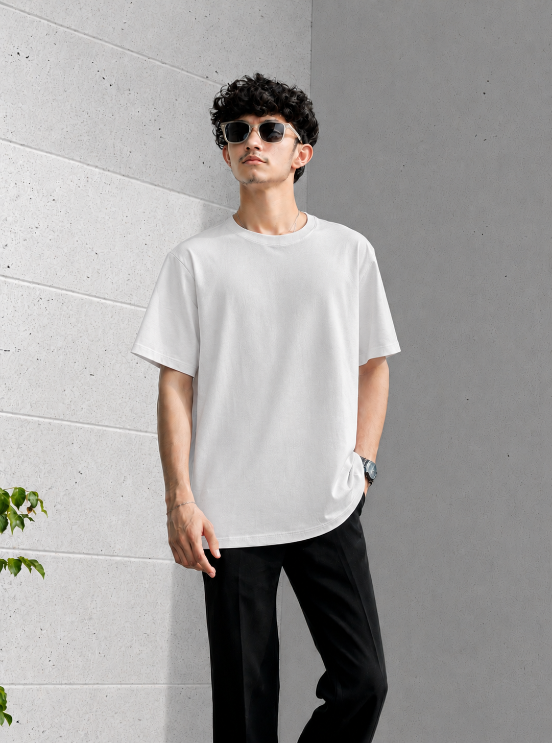 Men's Solid White Oversized T-Shirt | Premium 220 GSM Cotton Lycra