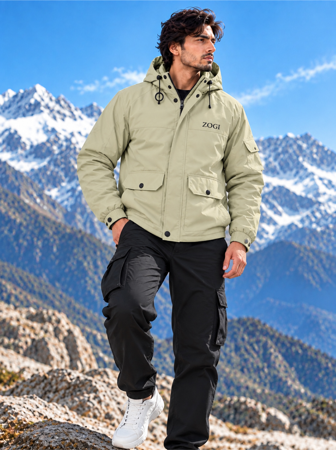 Premium Crush Terry Cream Windcheater for Winter Travel & Outdoor